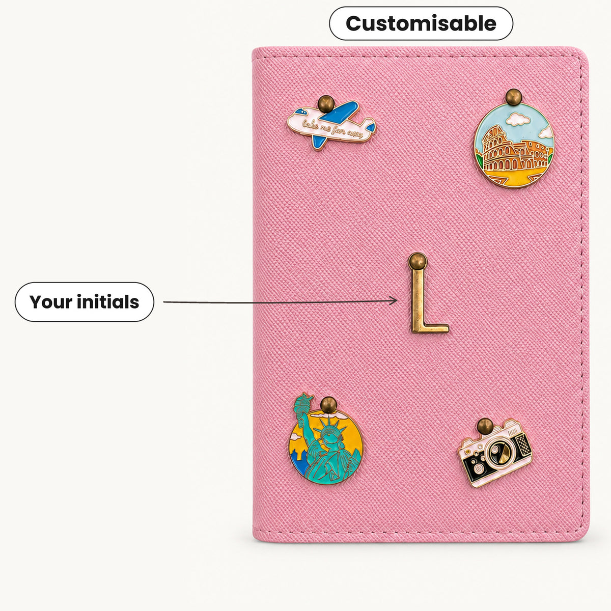 Funda para pasaporte con dijes